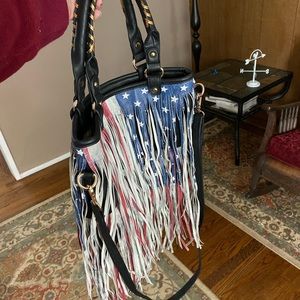 American flag fringed purse